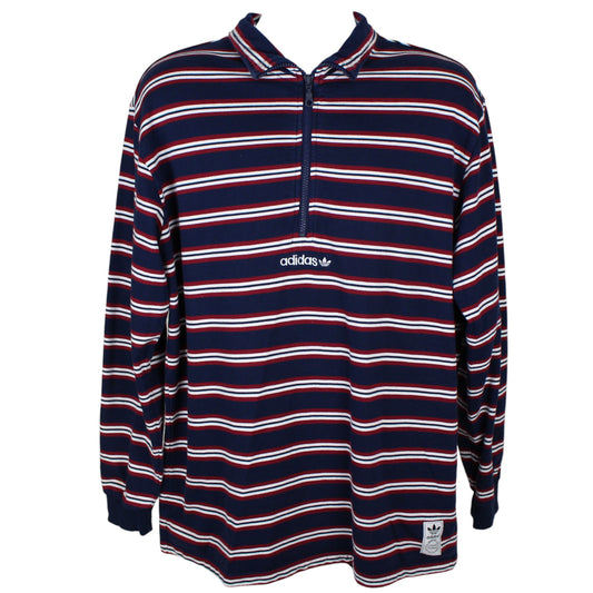 Adidas Navy Striped 1/4 Zip Sweatshirt (L)