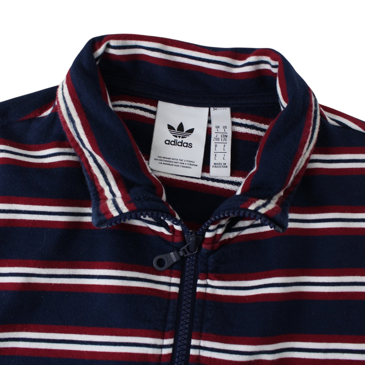 Adidas Navy Striped 1/4 Zip Sweatshirt (L)