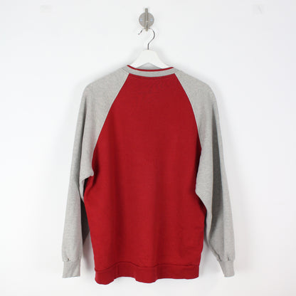 00s Fred Perry Red Embroidered Sweatshirt (S)