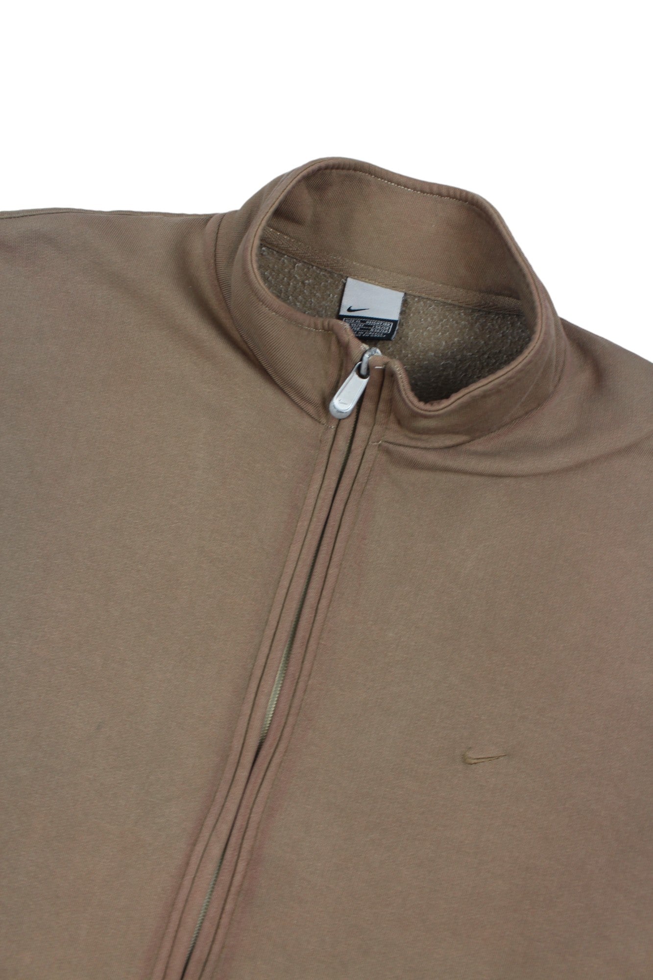 00s Nike Brown Embroidered Cotton Full Zip Sweatshirt (XL)