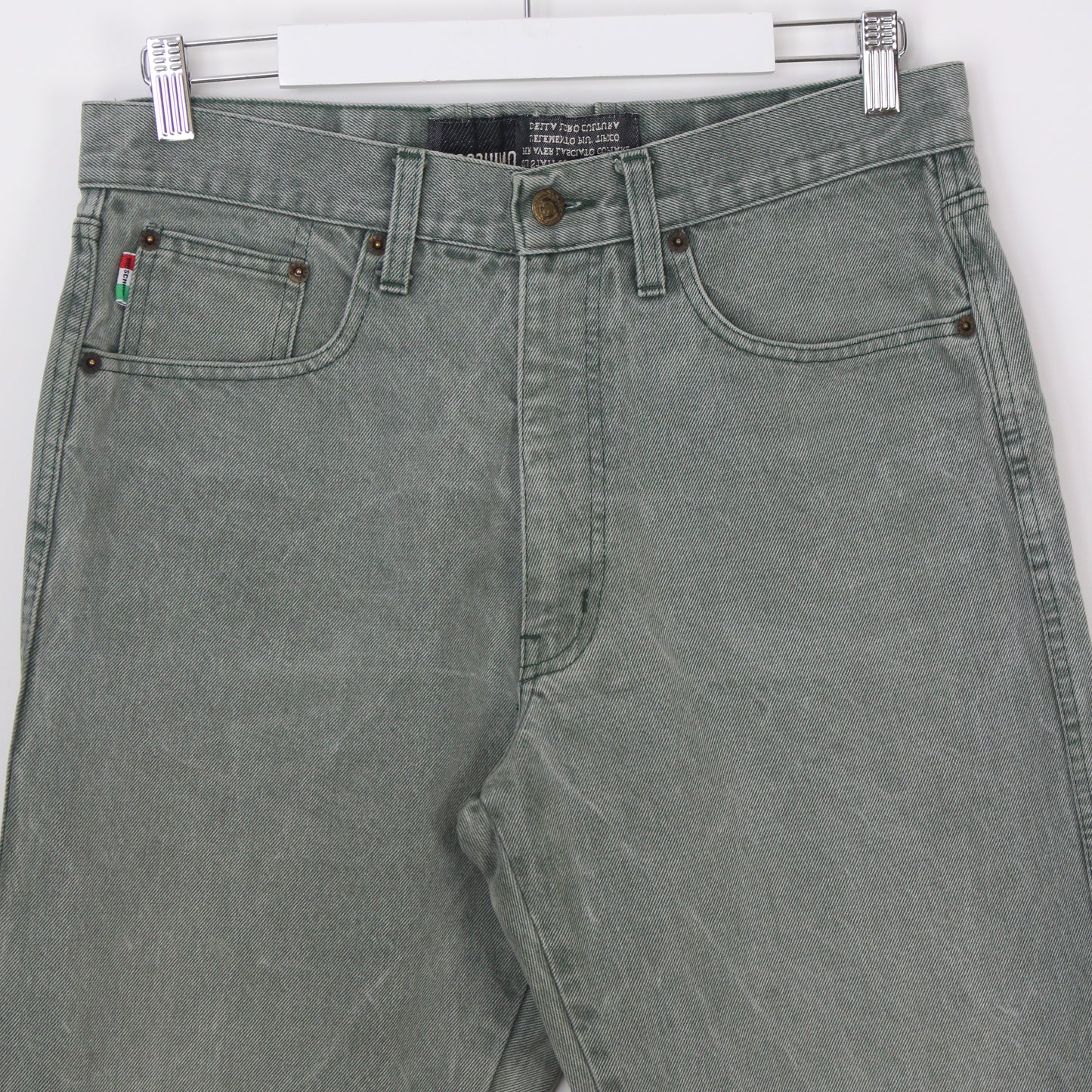 90s Moschino Green Denim Jeans (W32" X L29")