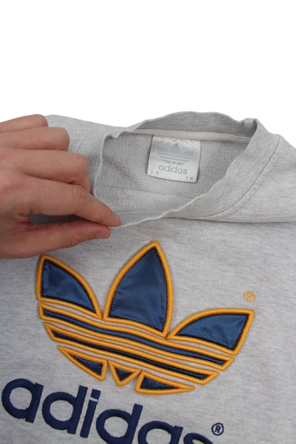 90s Adidas Grey Embroidered Sweatshirt (XS)