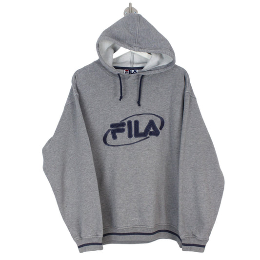 00s Fila Grey Embroidered Hoodie (M)