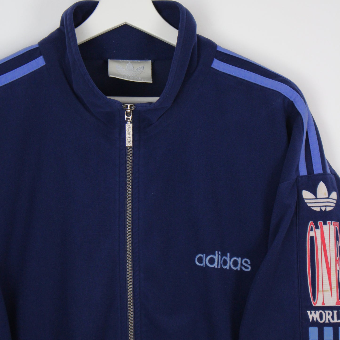 90s Adidas Navy Velour Track Jacket (XL)