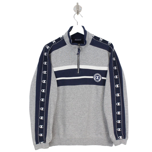 00s Champion Grey 1/4 Zip Sweatshirt (S)