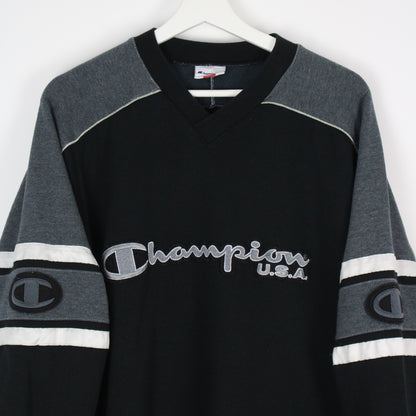 00s Champion Black Embroidered Sweatshirt (L)