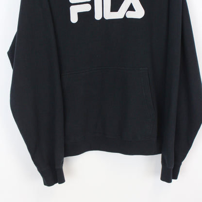 00s Fila Black Embroidered Hoodie (XL)