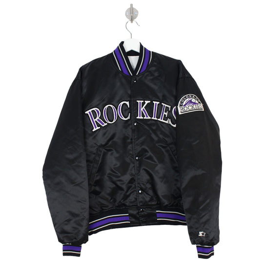 90s Colorado Rockies Starter Black Varsity Jacket (L)