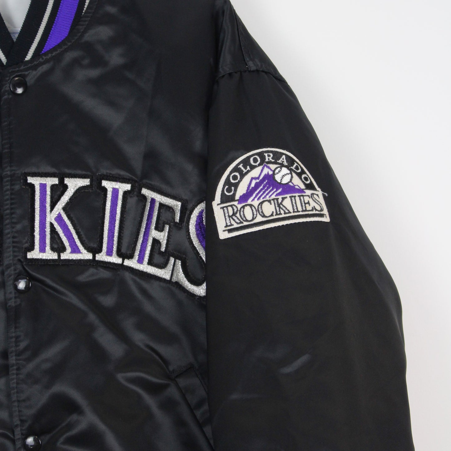 90s Colorado Rockies Starter Black Varsity Jacket (L)