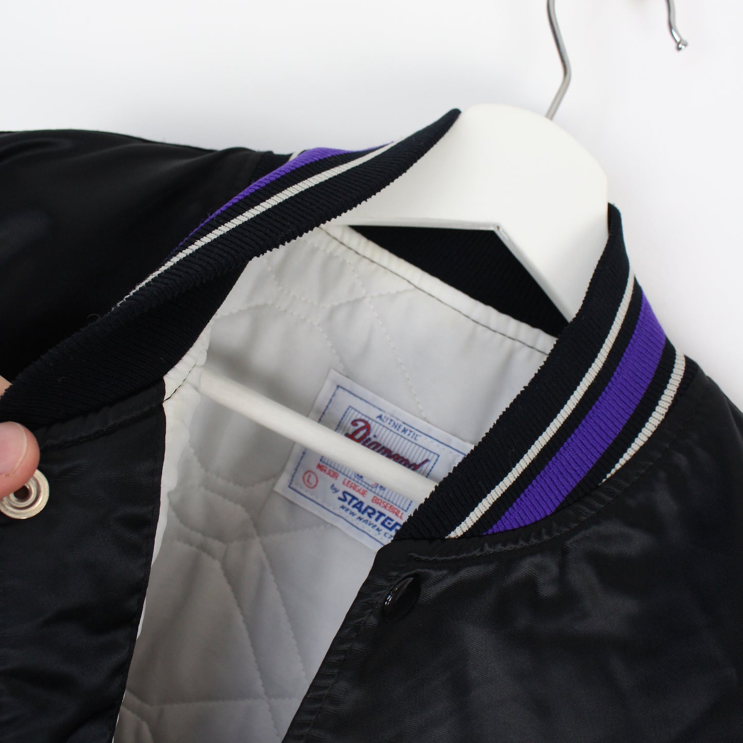 90s Colorado Rockies Starter Black Varsity Jacket (L)