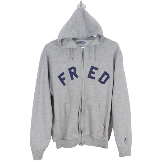 00s Fred Perry Grey Embroidered Full Zip Hoodie (XS)