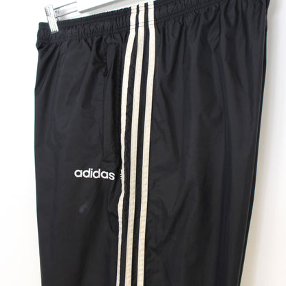 90s Adidas Black Shell Tracksuit Bottoms (L)