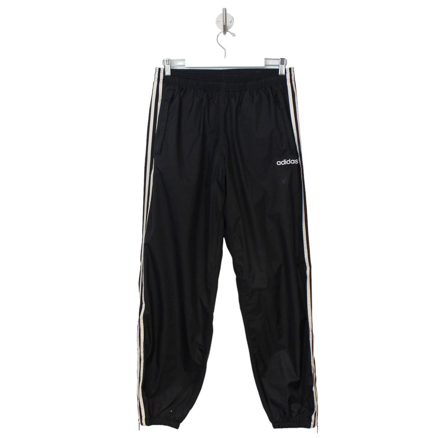 90s Adidas Black Shell Tracksuit Bottoms (L)