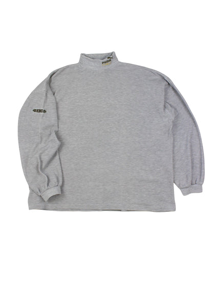 90s Puma King Grey Turtleneck Thin Sweatshirt (XL)