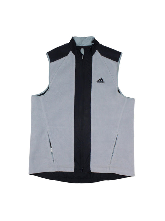 00s Adidas Grey/Black Fleece Reversible Gilet (M)