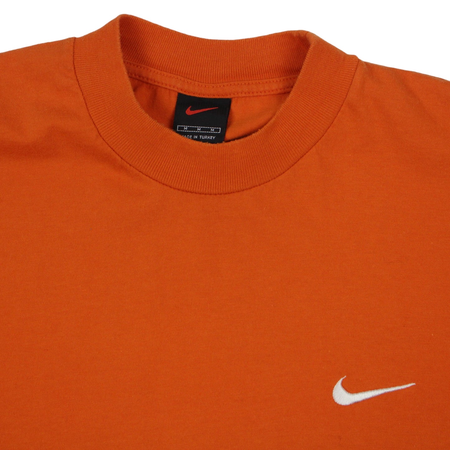 90s Nike Orange Heavyweight Embroidered T-Shirt (M)