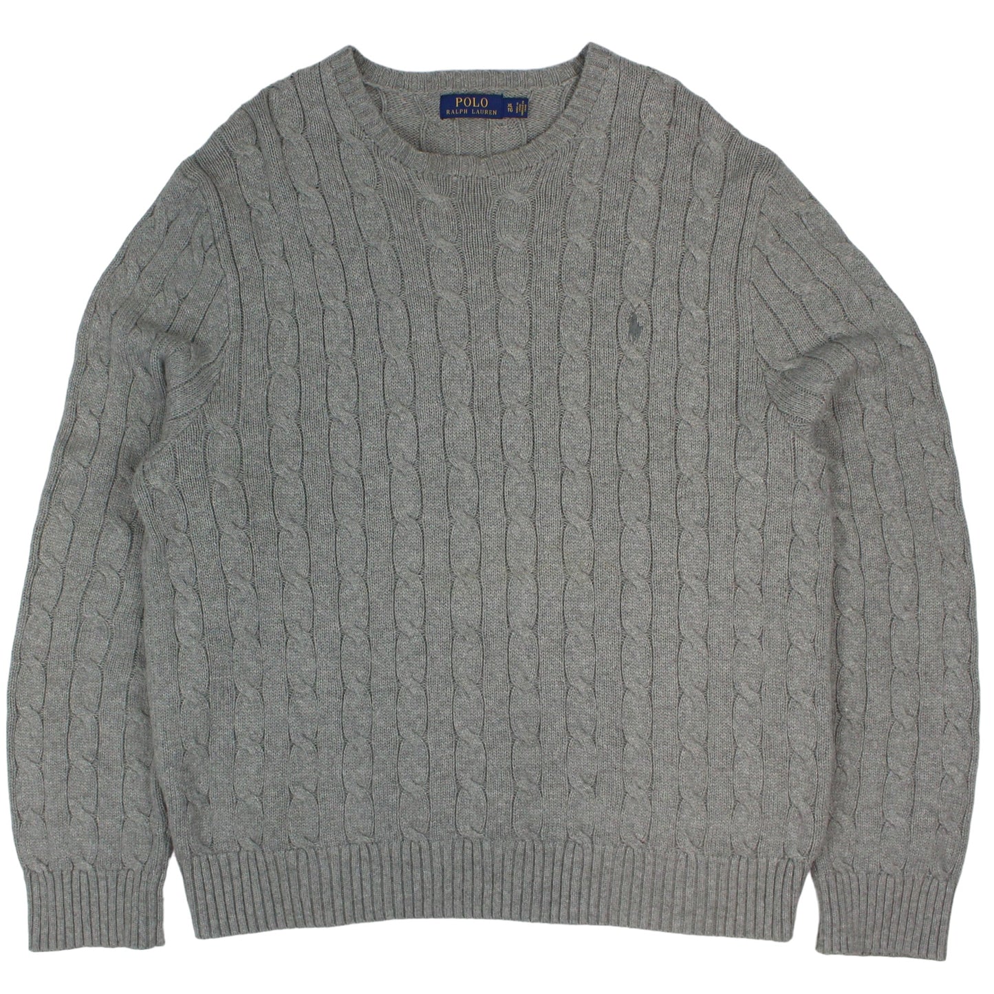 Polo Ralph Lauren Grey Heavy Cable Knit Jumper (L)