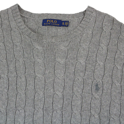 Polo Ralph Lauren Grey Heavy Cable Knit Jumper (L)