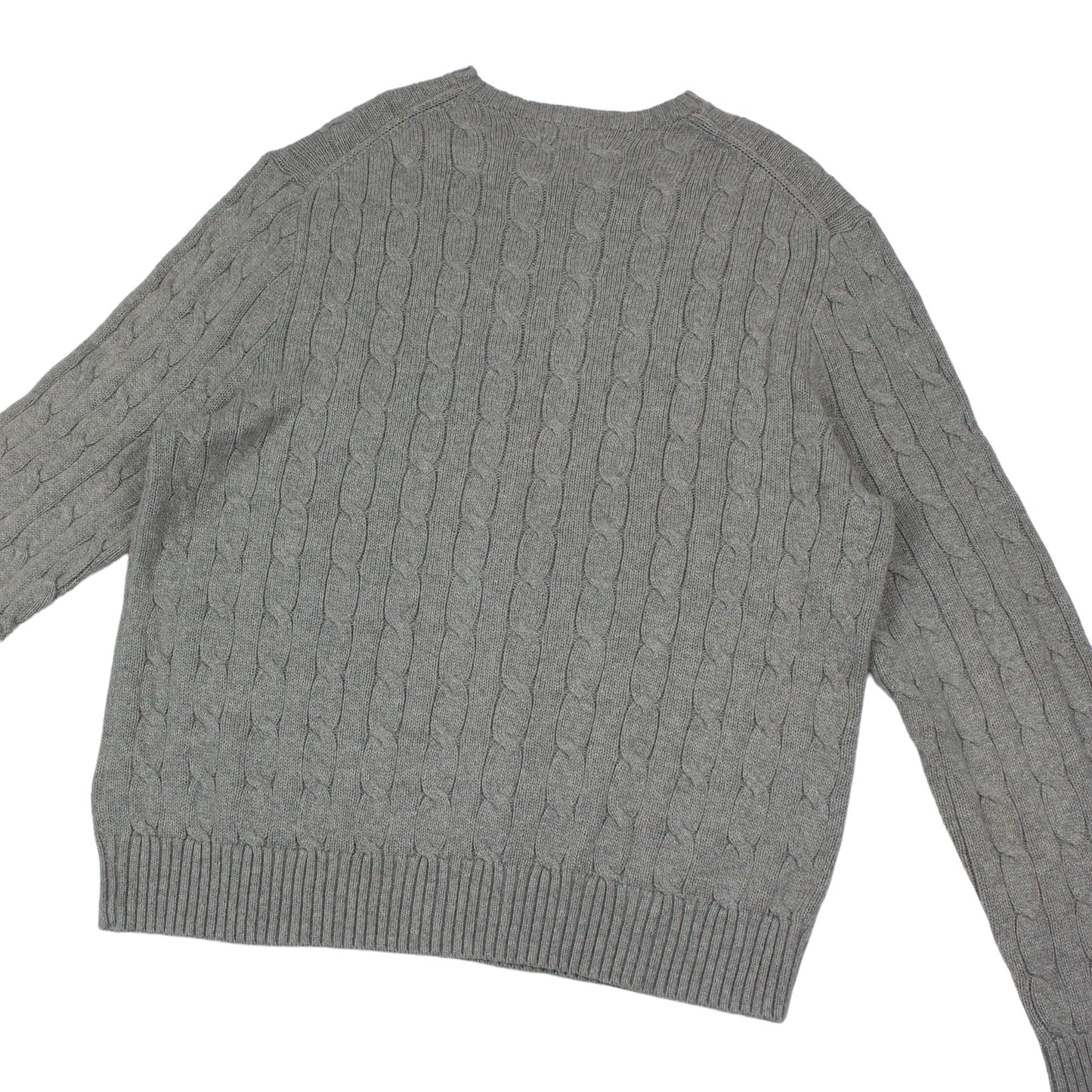 Polo Ralph Lauren Grey Heavy Cable Knit Jumper (L)