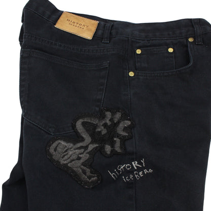 00s Iceberg History Black Straight Denim Jeans (W32" X L31")