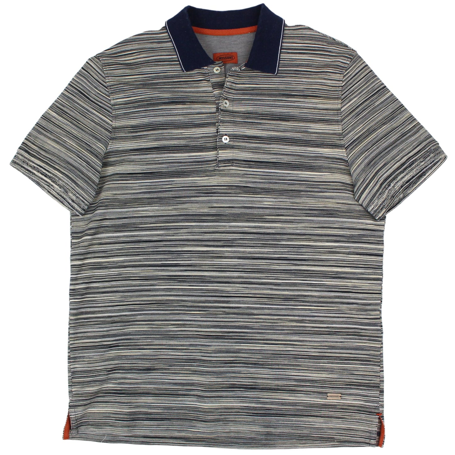 Missoni Navy/Grey Striped Polo top (M)