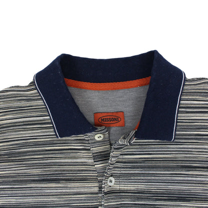 Missoni Navy/Grey Striped Polo top (M)