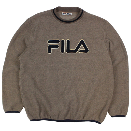 00s Fila Brown Embroiderd Thin Fleece (XL)