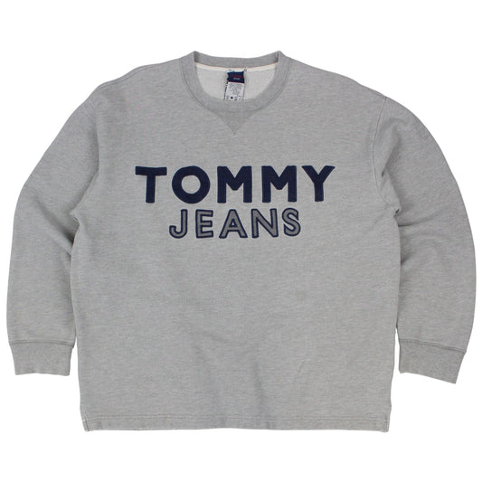 00s Tommy Jeans Grey Embroidered Sweatshirt (L)