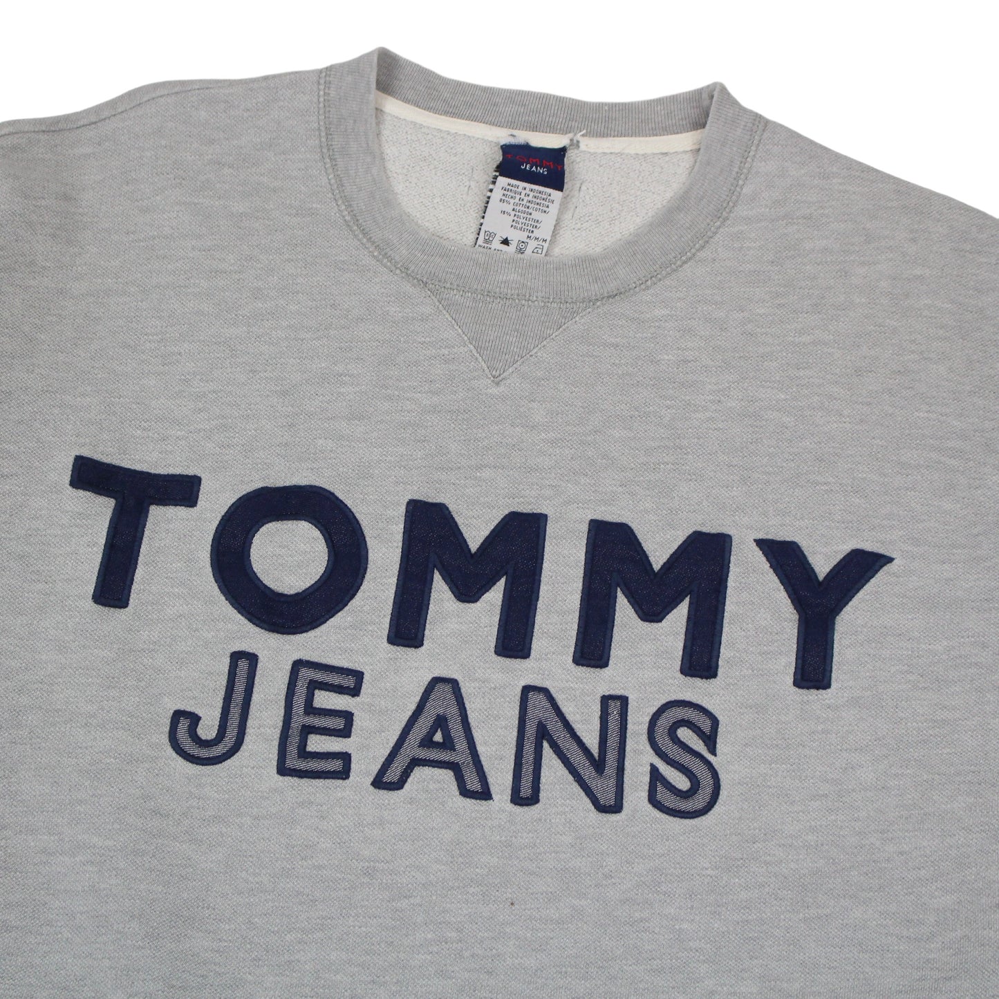 00s Tommy Jeans Grey Embroidered Sweatshirt (L)