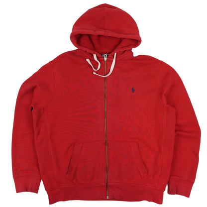 00s Polo Ralph Lauren Red Heavy Full Zip Hoodie (XL)