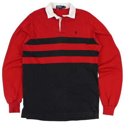 00s Polo Ralph Lauren Red/Black Rugby Shirt (M)