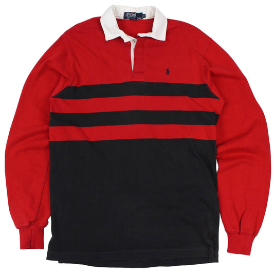 00s Polo Ralph Lauren Red/Black Rugby Shirt (M)
