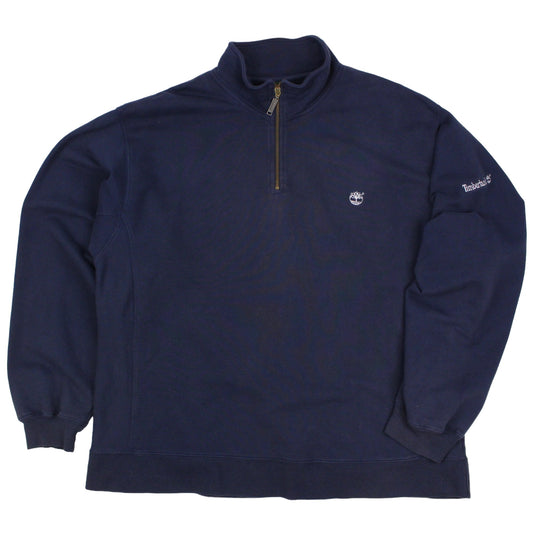 00s Timberland Navy Embroidered 1/4 Zip Sweatshirt (XL)