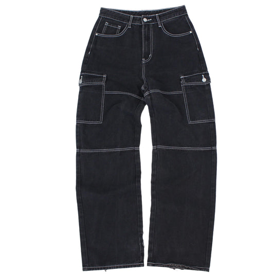 Black Denim Straight/Baggy Jeans (W28" X L33")