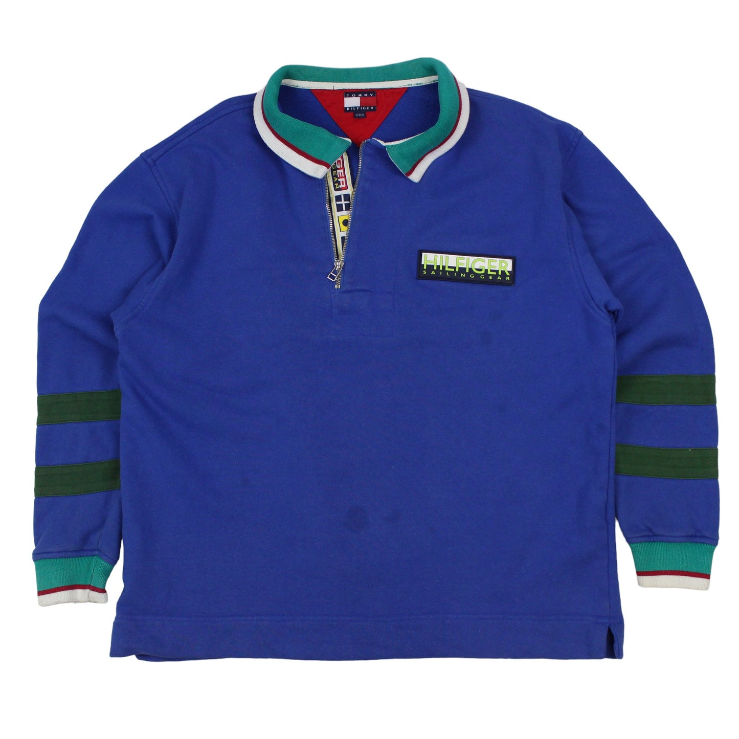 90s Tommy Hilfiger Sailing Gear Blue 1/4 Zip Sweatshirt (L)