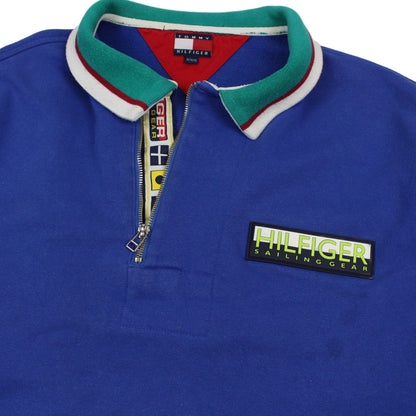 90s Tommy Hilfiger Sailing Gear Blue 1/4 Zip Sweatshirt (L)