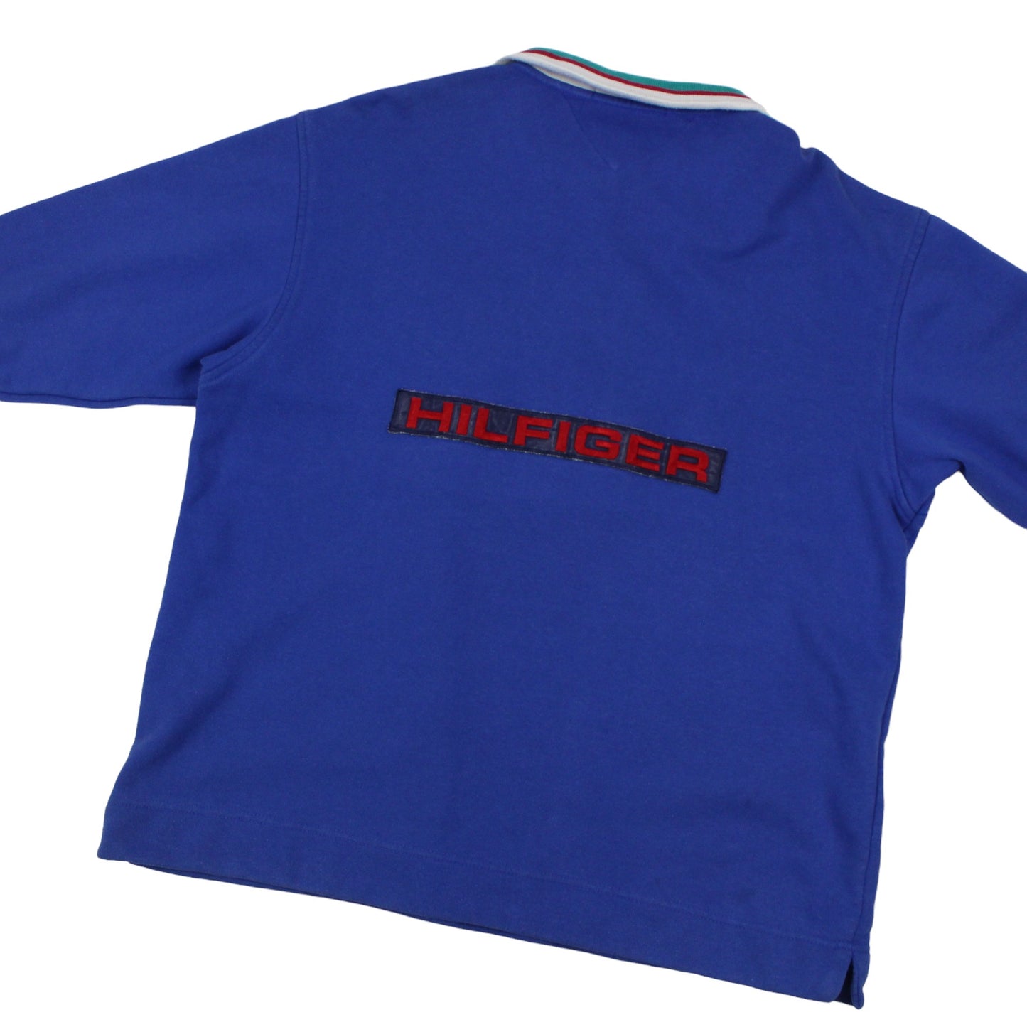 90s Tommy Hilfiger Sailing Gear Blue 1/4 Zip Sweatshirt (L)