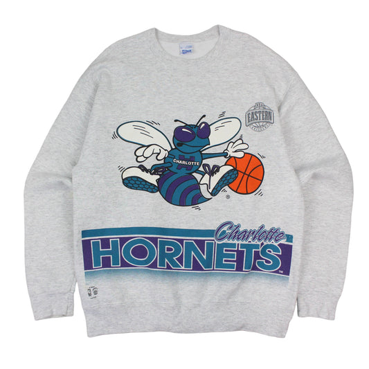 90s Salem Sportwear Charlotte Hornets Grey Sweatshirt (XL)