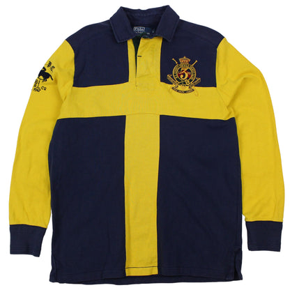 00s Polo Ralph Lauren Navy/Yellow Rugby Shirt (M)