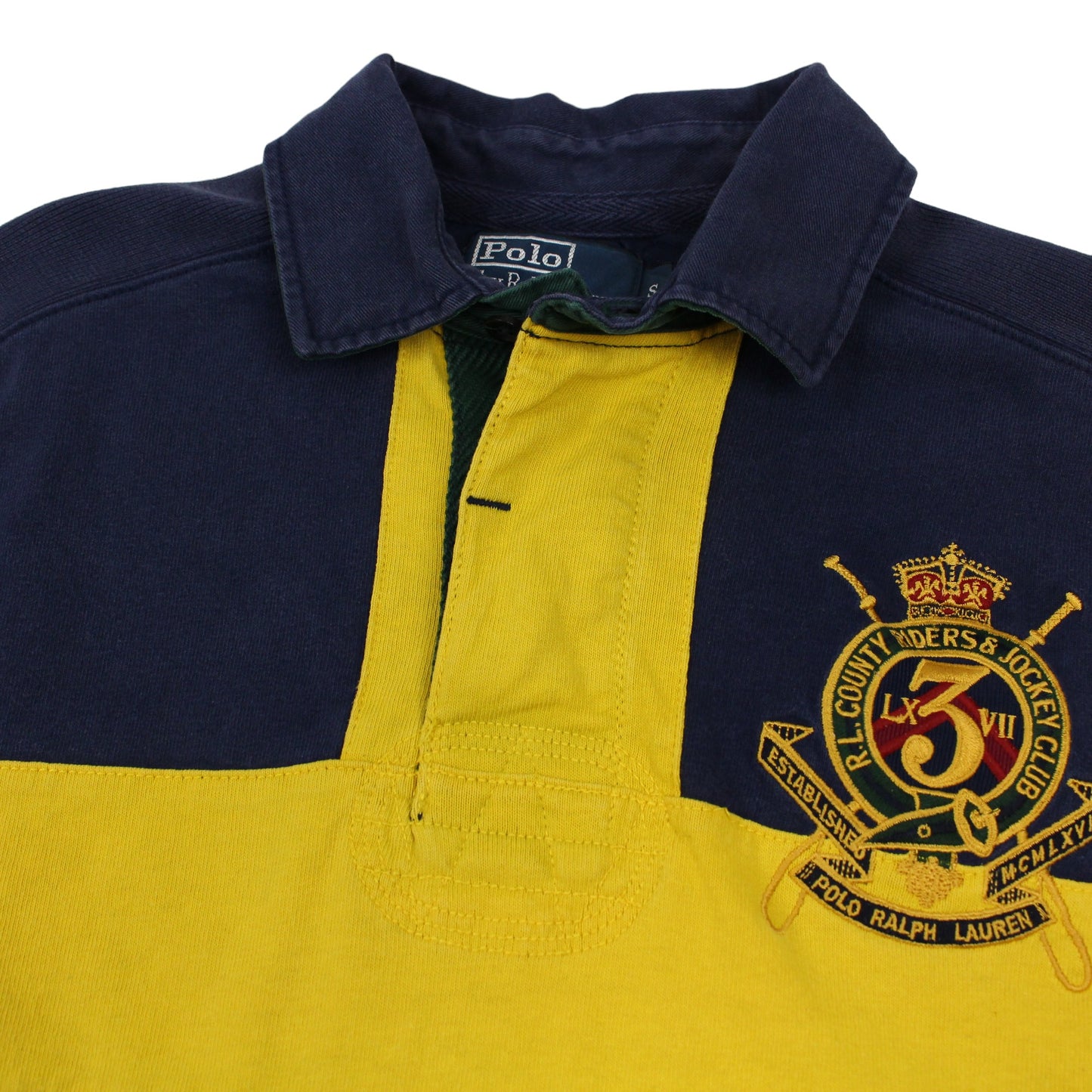 00s Polo Ralph Lauren Navy/Yellow Rugby Shirt (M)