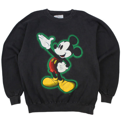 90s Mickey Black Heavy Sweatshirt (L)