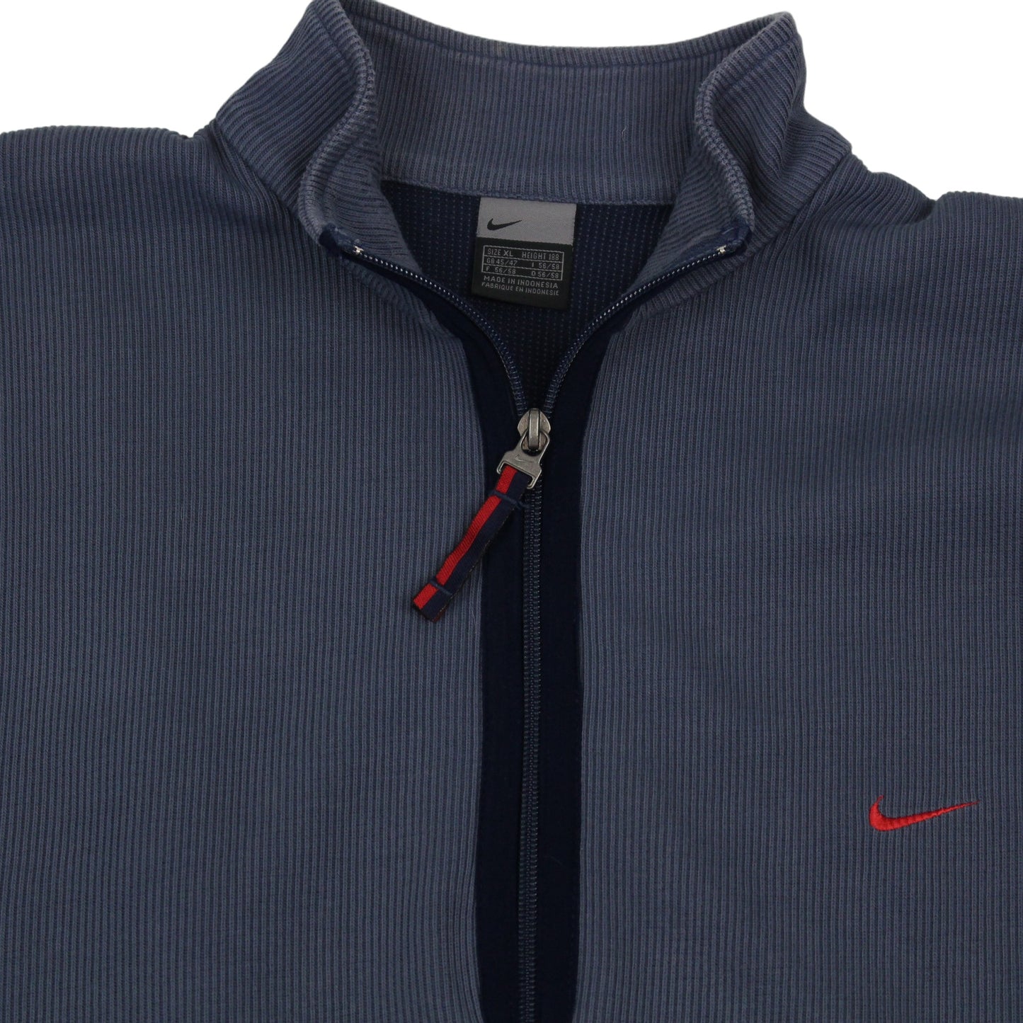 00s Nike Blue Ribbed 1/4 Zip Sweatshirt (XL)