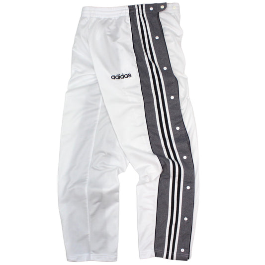 90s Adidas White Popper Baggy Tracksuit Bottoms (S)