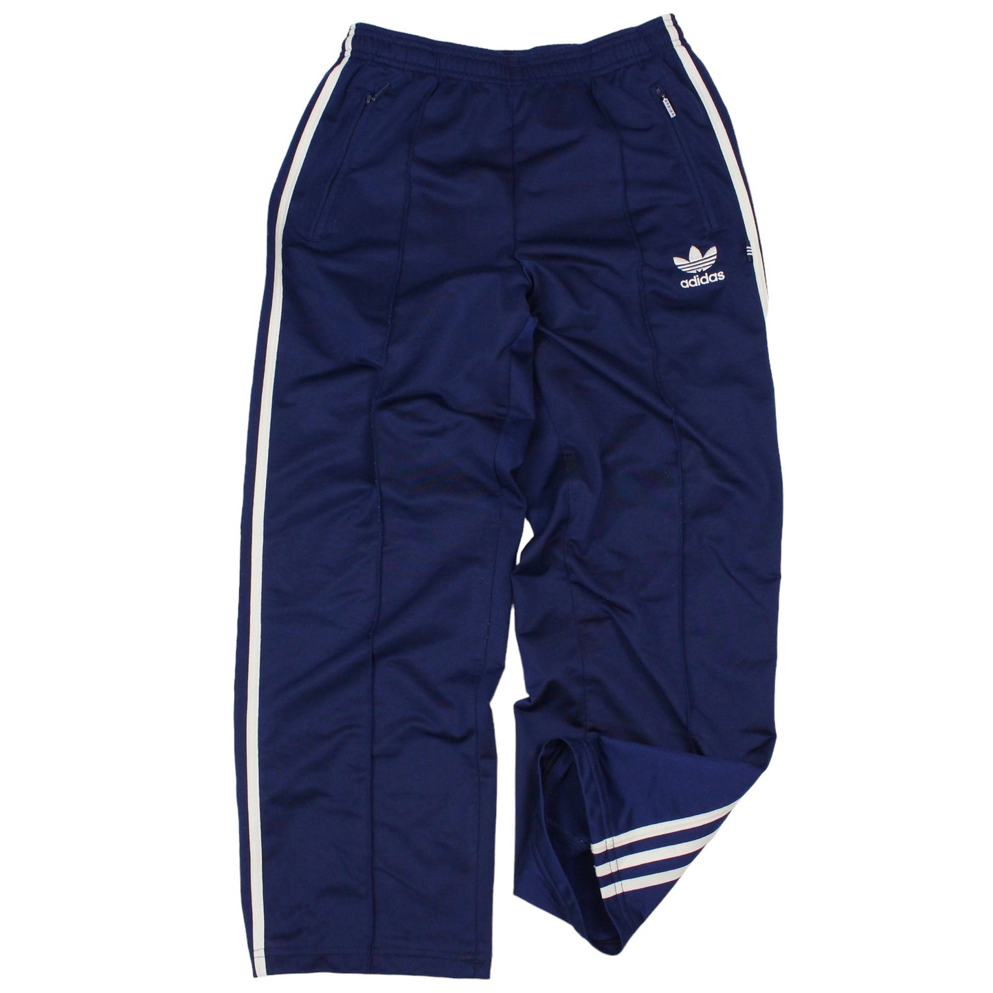 90s Adidas Navy Baggy Tracksuit Bottoms (M)