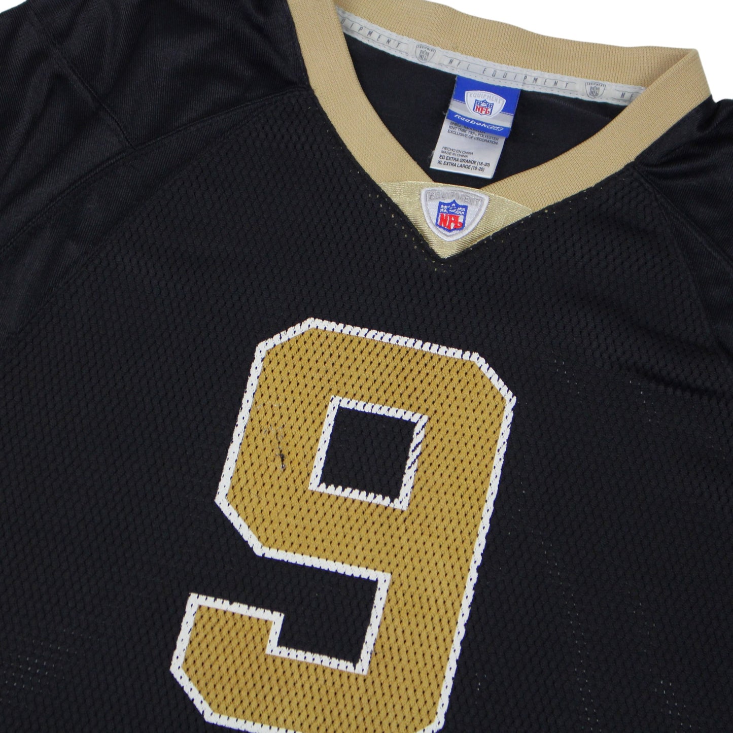 00s New Orleans Saints Reebok #9 Brees Black Jersey (S)