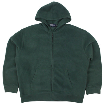 00s Polo Ralph Lauren Green Fleece Hoodie (XL)