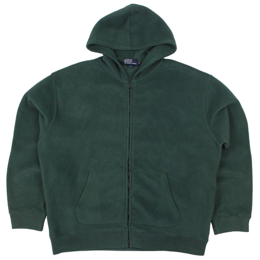 00s Polo Ralph Lauren Green Fleece Hoodie (XL)