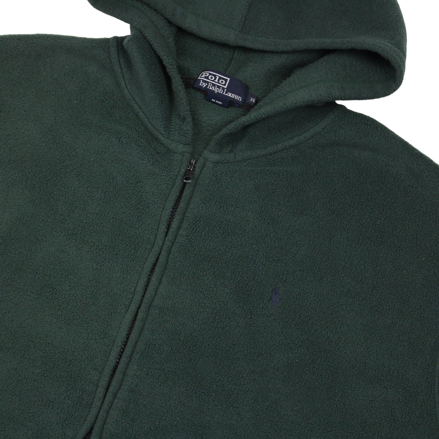 00s Polo Ralph Lauren Green Fleece Hoodie (XL)