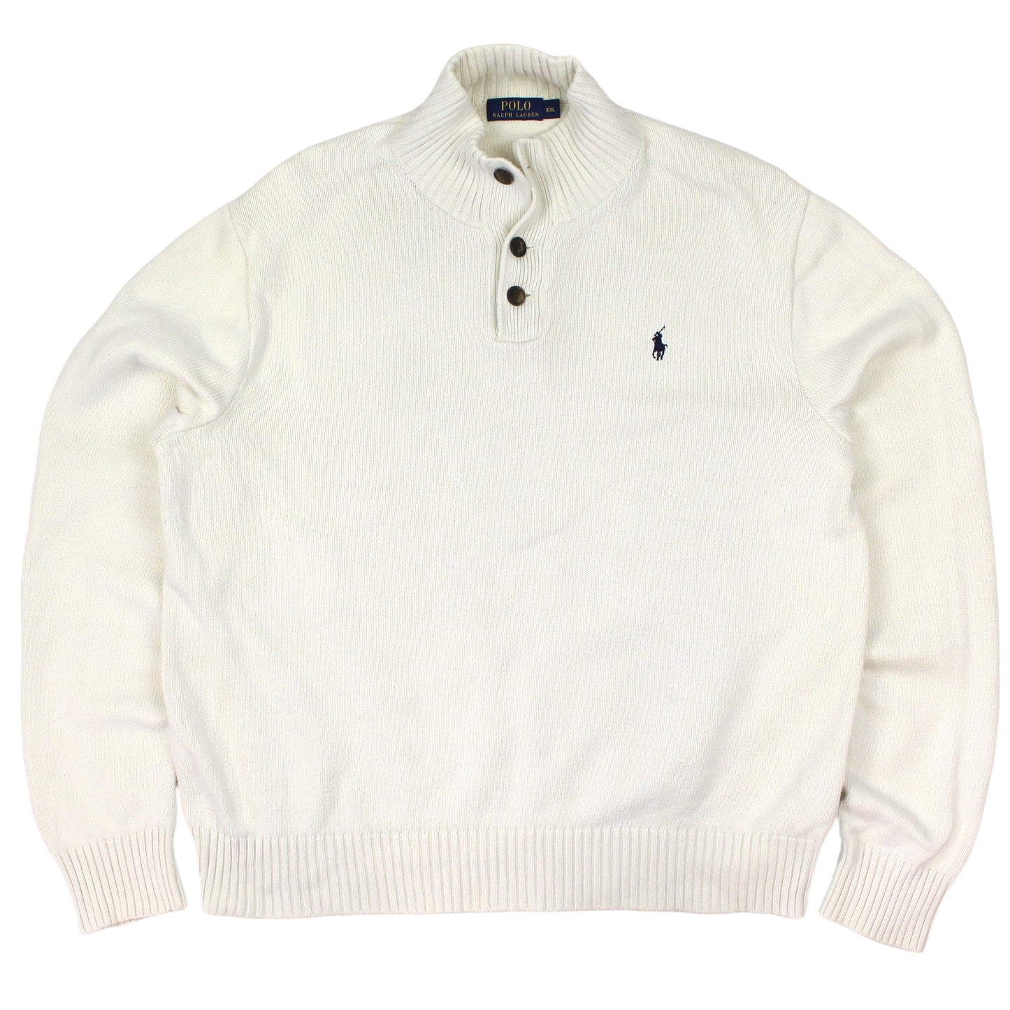 Polo Ralph Lauren Cream Knitted 1/4 Button Jumper (XL)