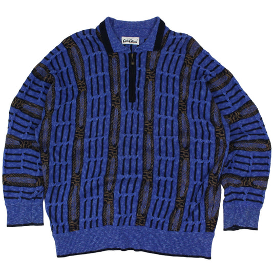 90s Carlo Colucci Blue Heavy Knitted Jumper (XL)